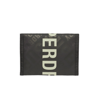 Superdry Portafoglio bifold in tela dal design nero a tre ante