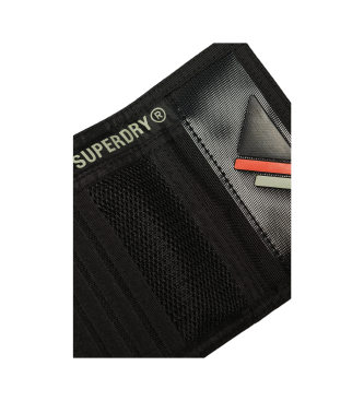 Superdry Cartera plegable de lona de diseo trptico negro