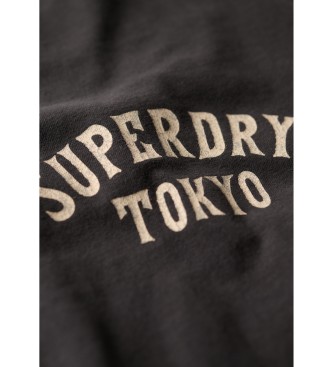 Superdry T-shirt allentata con grafica grigia sul retro del tatuaggio