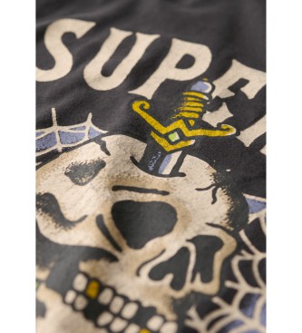 Superdry T-shirt allentata con grafica grigia sul retro del tatuaggio