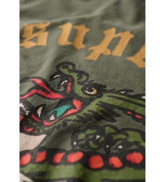 Superdry Tattoo rug grafisch los T-shirt groen