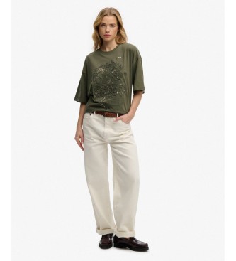 Superdry Tattoo Embellish Oversized green T-shirt 