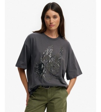 Superdry Tattoo Embellish Oversized T-shirt grey