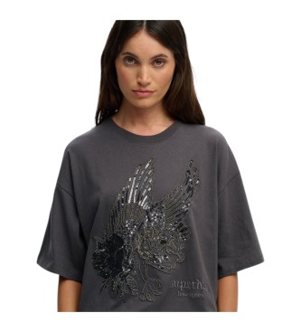 Superdry Tattoo Embellish Oversized T-shirt grey