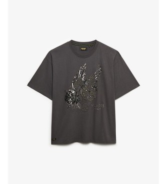 Superdry Tattoo Embellish Oversized T-shirt grey