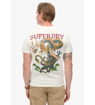 Superdry T-shirt blanc avec tatouage