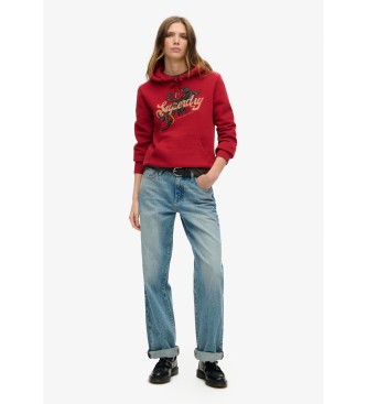 Superdry Sudadera con capucha y grfico Tattoo Script rojo