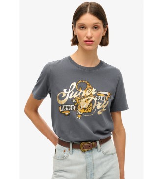 Superdry T-shirt Tattoo Script Relaxed cinzenta