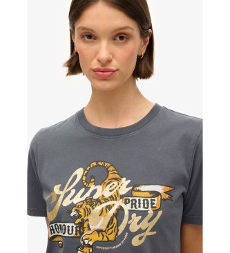 Superdry T-shirt Tattoo Script Relaxed cinzenta