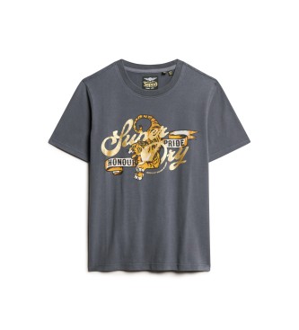 Superdry T-shirt Tattoo Script Relaxed cinzenta