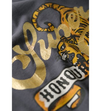 Superdry T-shirt Tattoo Script Relaxed cinzenta