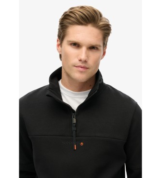 Superdry Sweater met halve rits en losse pasvorm met Tech logo zwart