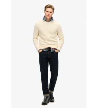 Superdry Knitted jumper with round collar and white texture