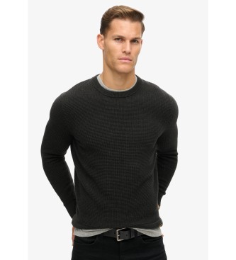 Superdry Pull en maille  col rond et texture noire