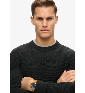 Superdry Knitted jumper with round neck and black texture