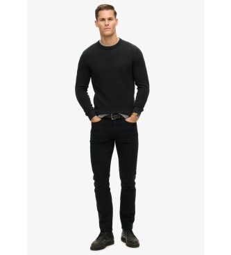 Superdry Knitted jumper with round neck and black texture