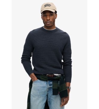 Superdry Knitted jumper with round neck and navy texture