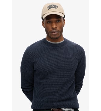 Superdry Knitted jumper with round neck and navy texture