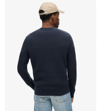 Superdry Strickpulli mit Rundhalsausschnitt und marineblauer Textur