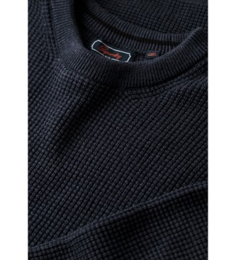 Superdry Knitted jumper with round neck and navy texture