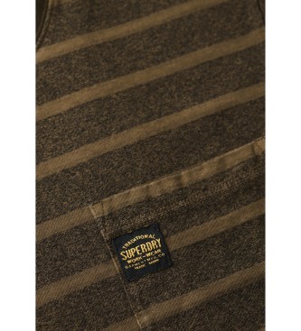 Superdry Textured striped t-shirt with brown pocket