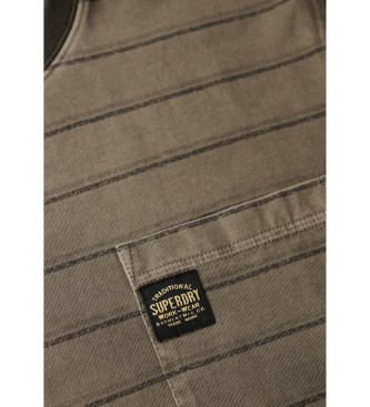 Superdry Textured striped t-shirt with brown pocket