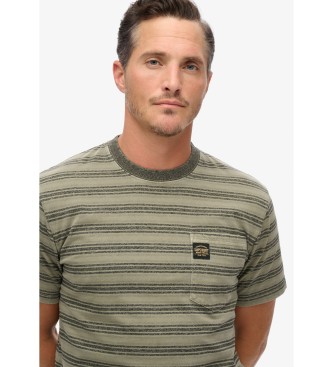 Superdry Textured striped t-shirt with green pocket