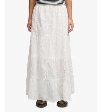 Superdry Tiered Maxi nederdel råhvid
