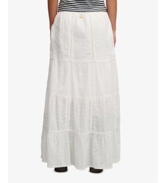 Superdry Tiered Maxi nederdel råhvid