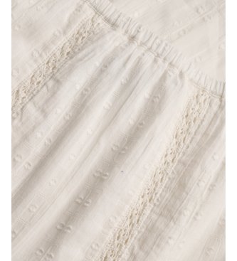 Superdry Tiered Maxi nederdel råhvid