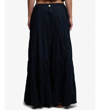 Superdry Tiered Maxi-nederdel marineblå