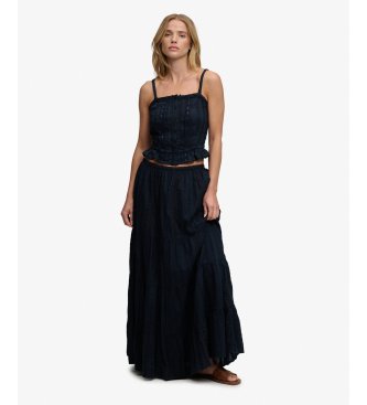 Superdry Tiered Maxi-nederdel marineblå