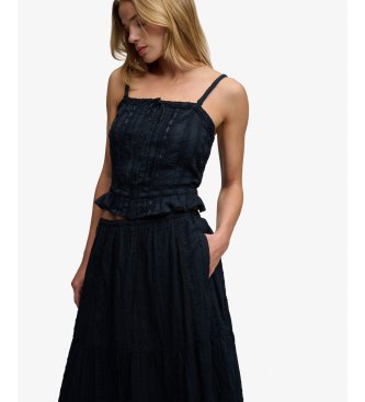 Superdry Tiered Maxi-nederdel marineblå