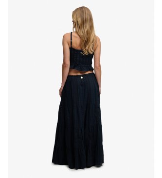 Superdry Tiered Maxi-nederdel marineblå