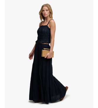 Superdry Tiered Maxi-nederdel marineblå