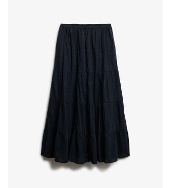 Superdry Tiered Maxi-nederdel marineblå