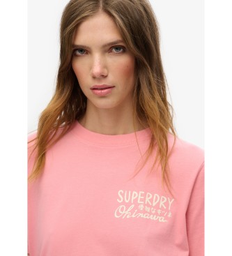 Superdry Różowa koszulka Tokyo Rhinestone