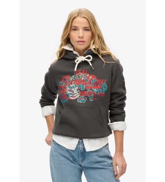 Superdry Grafisch sweatshirt met logo Tokyo Vintage donkergrijs