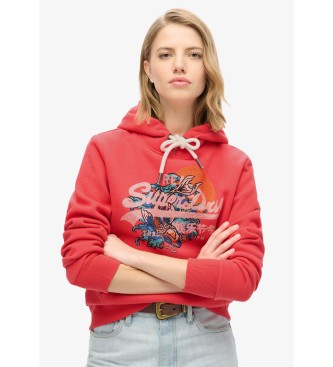 Superdry Graphic hooded sweatshirt with logo Tokyo Vintage red