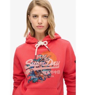 Superdry Graphic hooded sweatshirt with logo Tokyo Vintage red