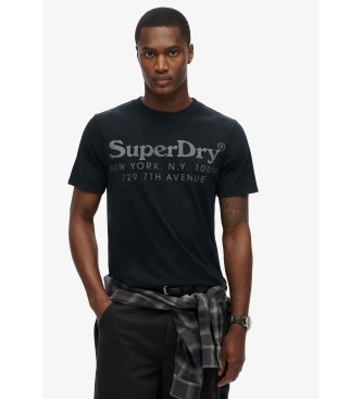 Superdry T-shirt nera con logo Venue tono su tono