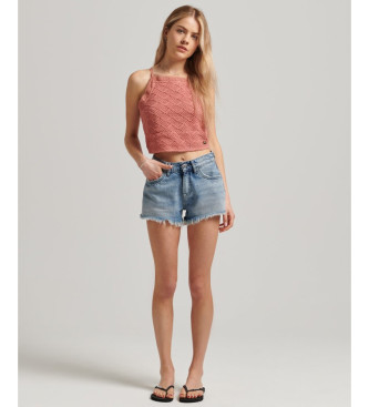 Superdry Vintage crochet crochet short top pink