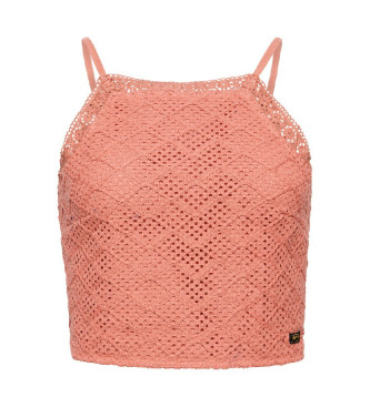 Superdry Vintage crochet crochet short top pink