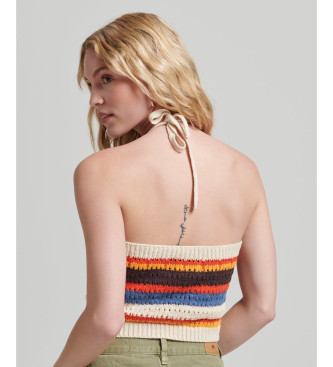 Superdry Crochet top with multicoloured halter neckline