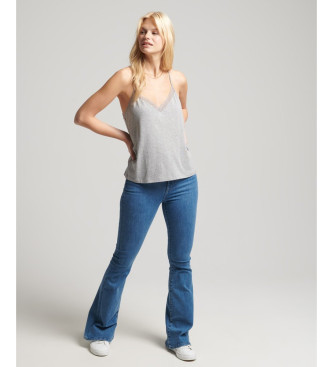 Superdry Graues Top aus Spitze und Bio-Baumwollmischung mit Trgern