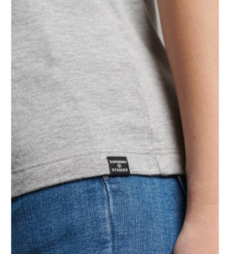 Superdry Graues Top aus Spitze und Bio-Baumwollmischung mit Trgern