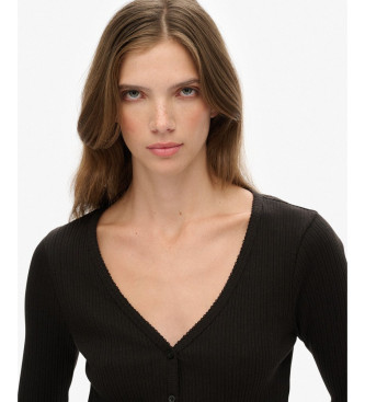 Superdry Essential Button T-shirt czarny