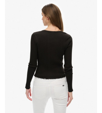 Superdry Essential Button T-shirt czarny