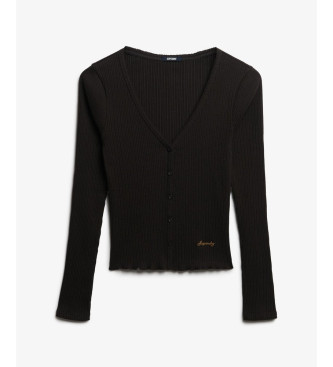 Superdry Essential Button T-shirt czarny