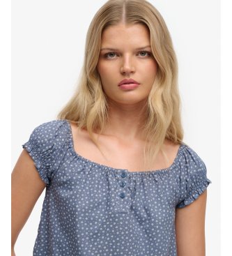 Superdry Top con Botones azul